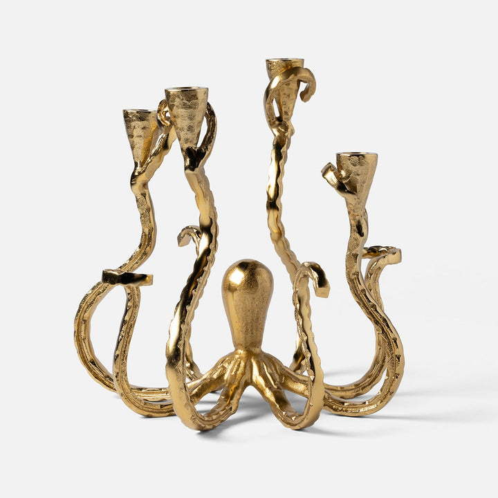 Marlon Polished Gold Octopus Candelabra Aluminum
