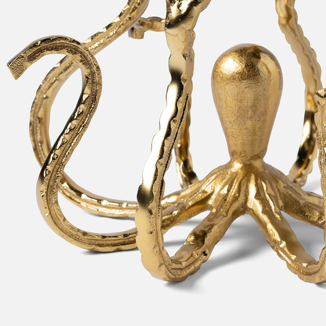 Marlon Polished Gold Octopus Candelabra Aluminum