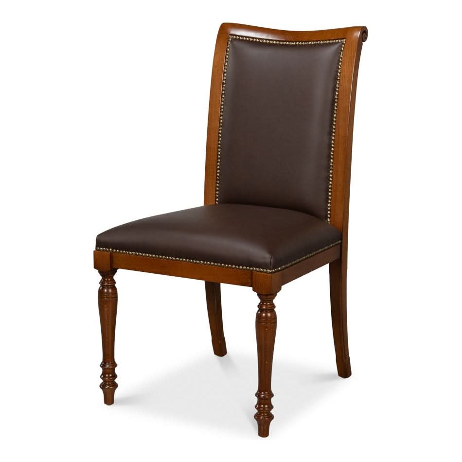 Dining Chairs Camile Leather Side Chair Brown