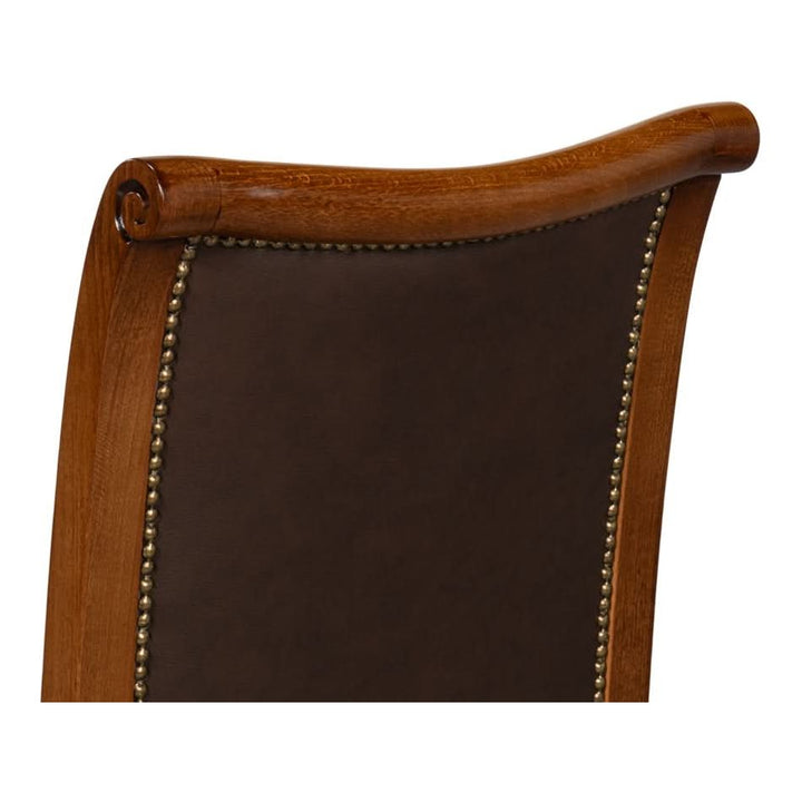 Camile Leather Side Chair Brown