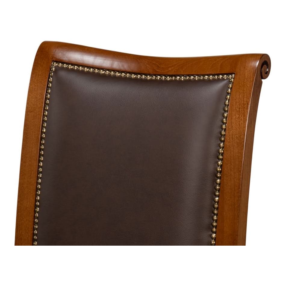 Camile Leather Side Chair Brown