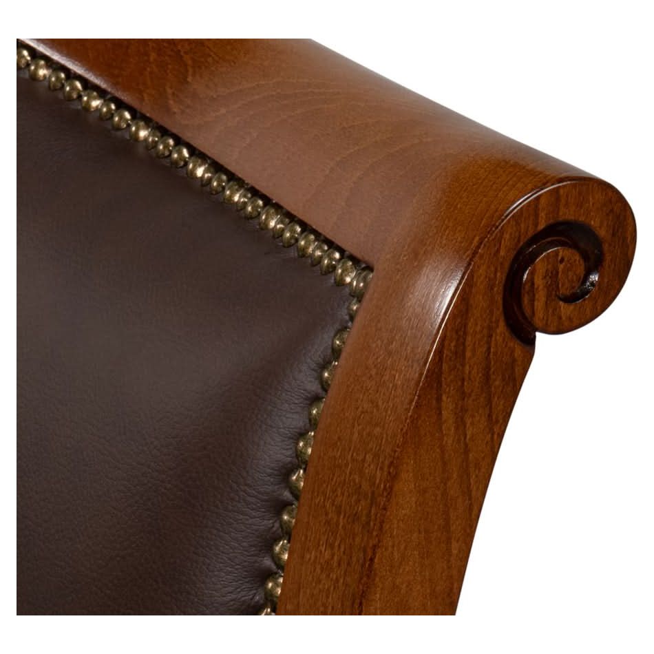 Camile Leather Side Chair Brown