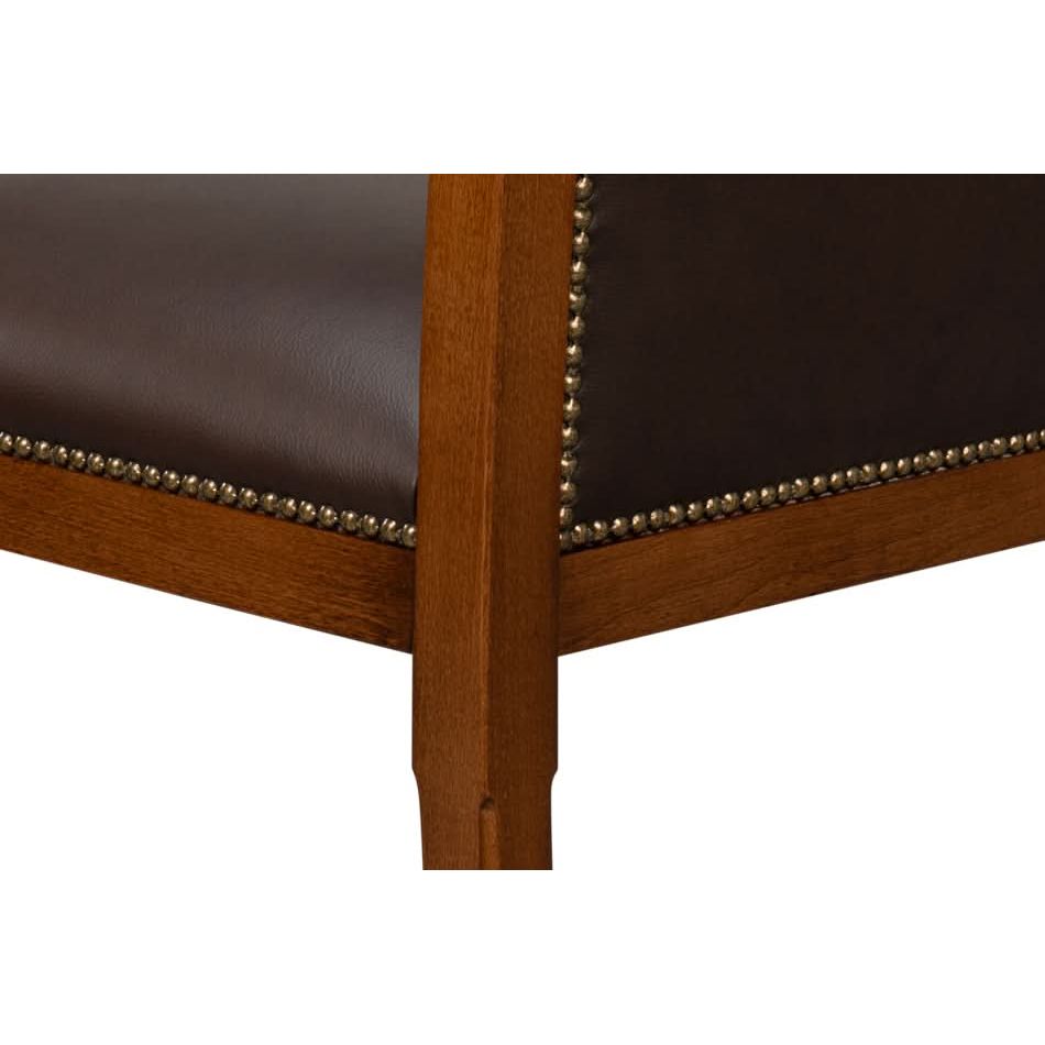 Camile Leather Side Chair Brown