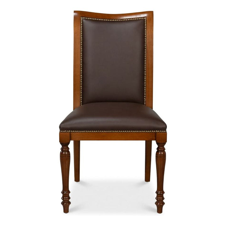 Dining Chairs Camile Leather Side Chair Brown