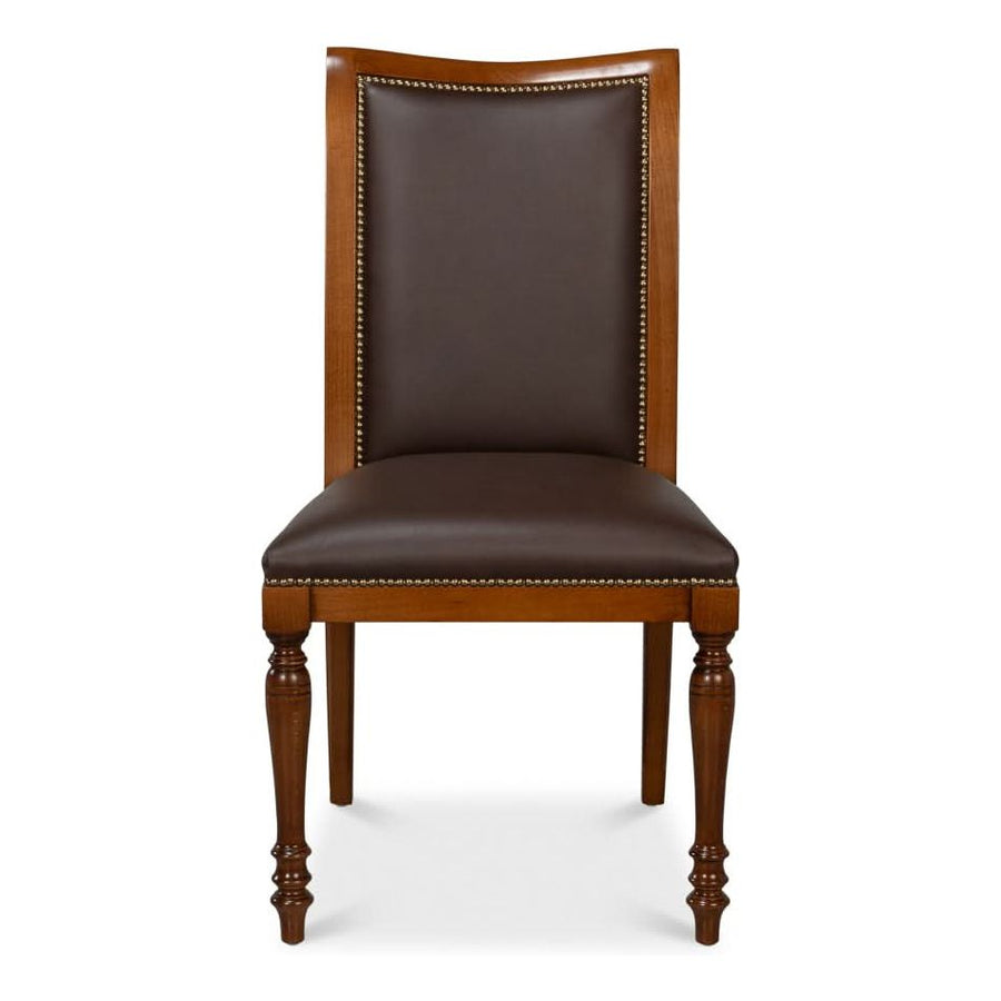 Dining Chairs Camile Leather Side Chair Brown