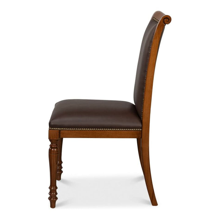 Dining Chairs Camile Leather Side Chair Brown