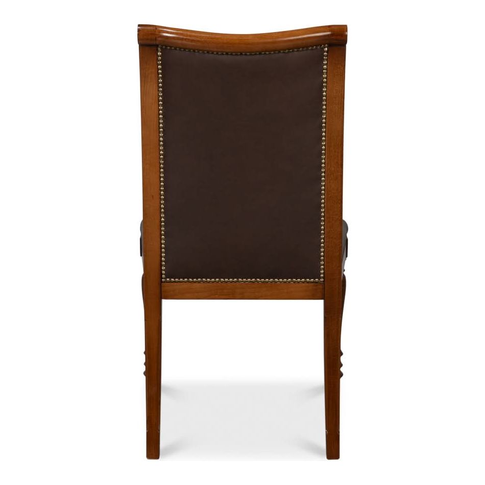 Camile Leather Side Chair Brown
