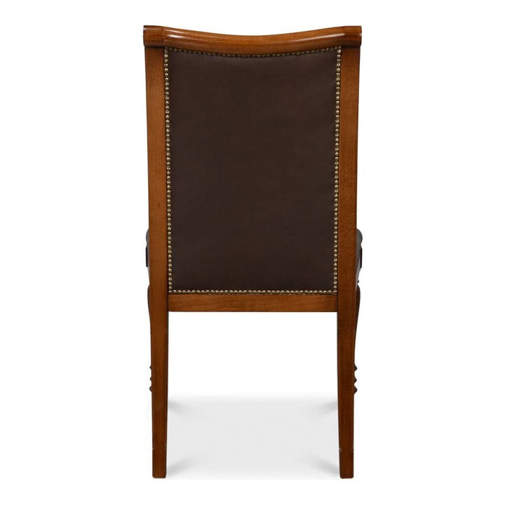 Camile Leather Side Chair Brown