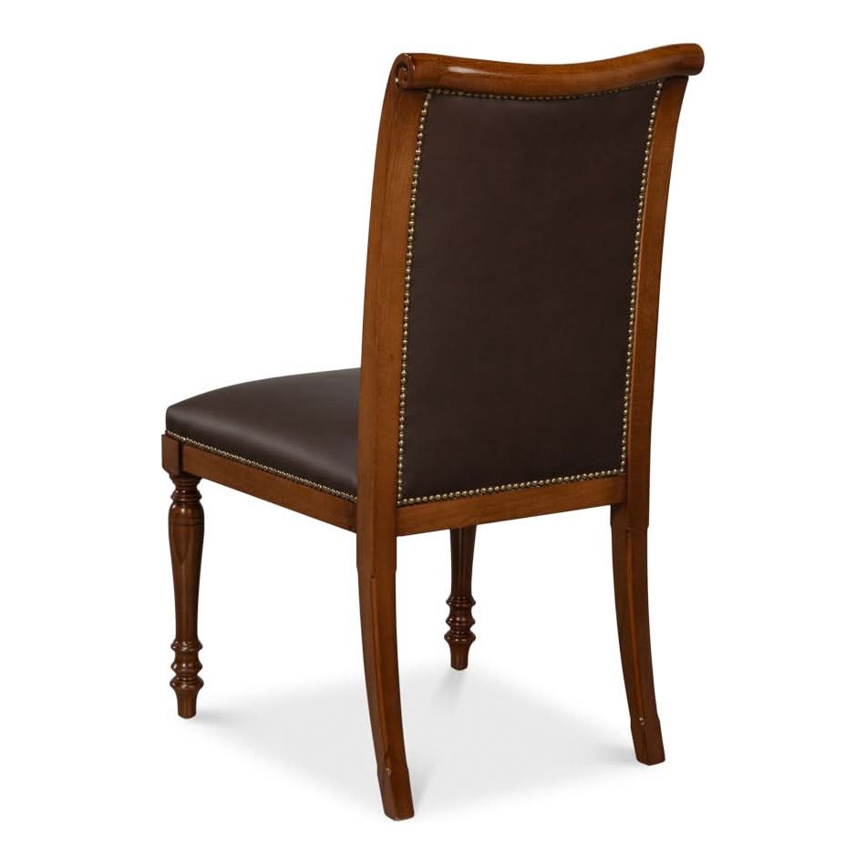 Dining Chairs Camile Leather Side Chair Brown