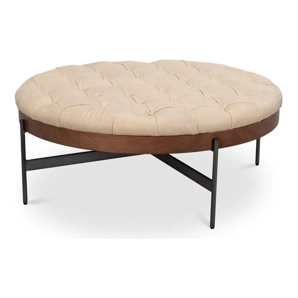 Corbet Cocktail Ottoman Cappucino White