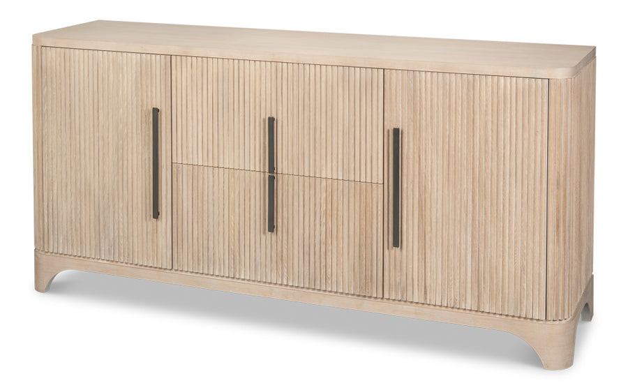 Topsail Credenza – Bleached Oak Finish, Pewter