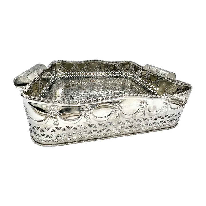 Polished Nickel Embossed Tray, Small