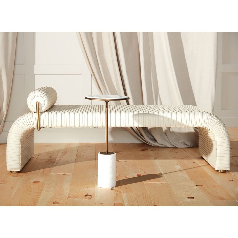 Side Tables Tall Cored Marble Table-Bronze