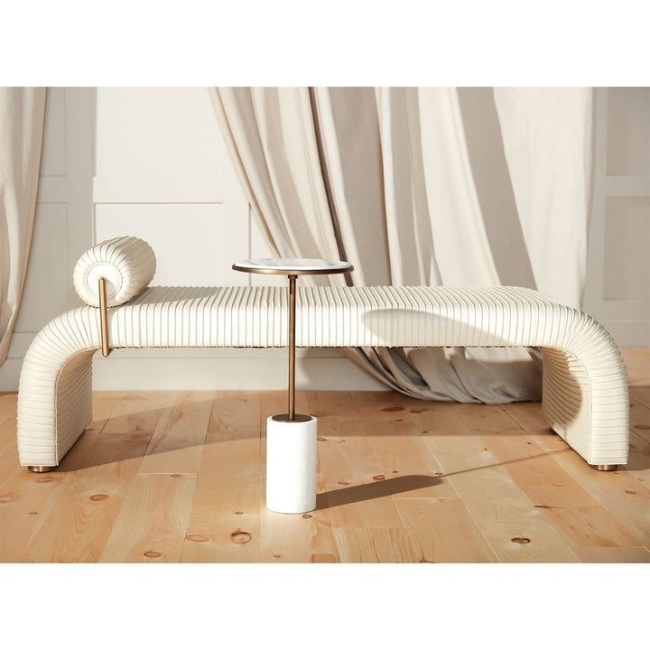 Side Tables Tall Cored Marble Table-Bronze