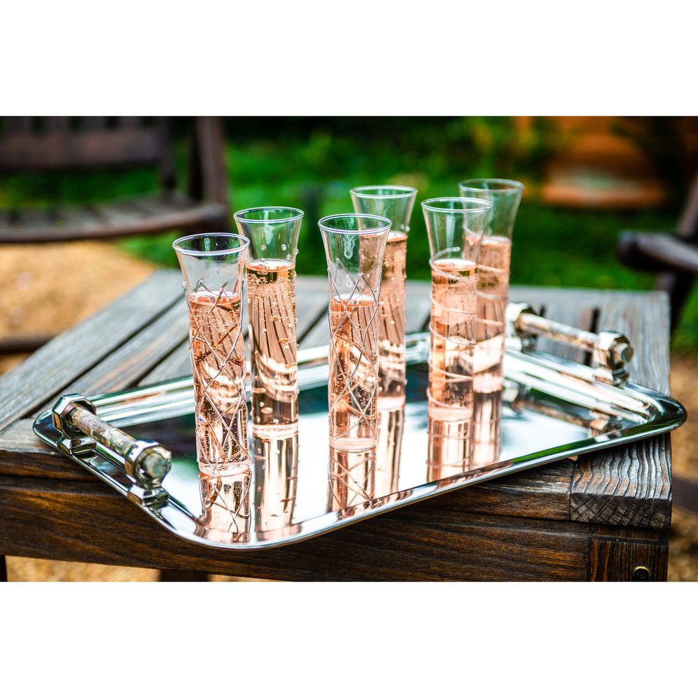 Serveware: Trays Rectangle Tray with Pink Abalone Handles