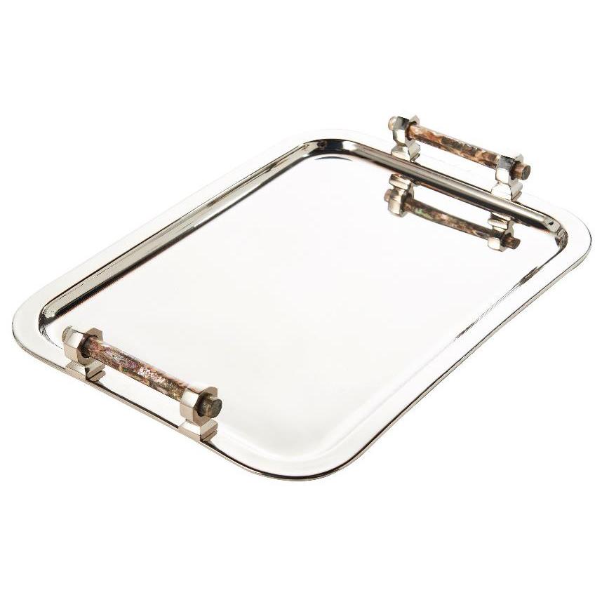 Serveware: Trays Rectangle Tray with Pink Abalone Handles