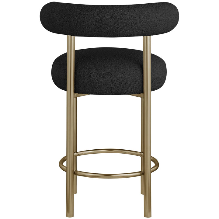 Bordeaux Boucle Fabric Upholstered Counter Stool — Black / Brushed Brass