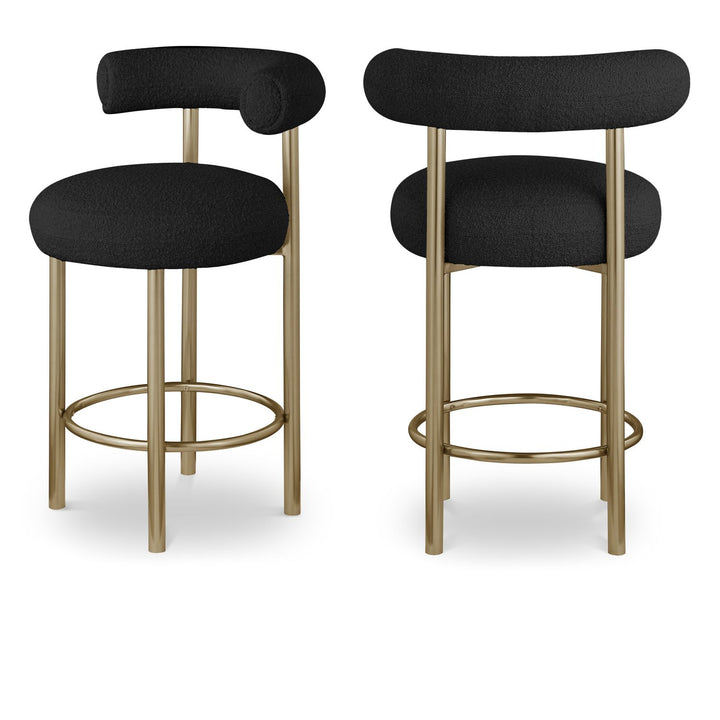 Bordeaux Black Boucle Fabric Upholstered Counter Stool