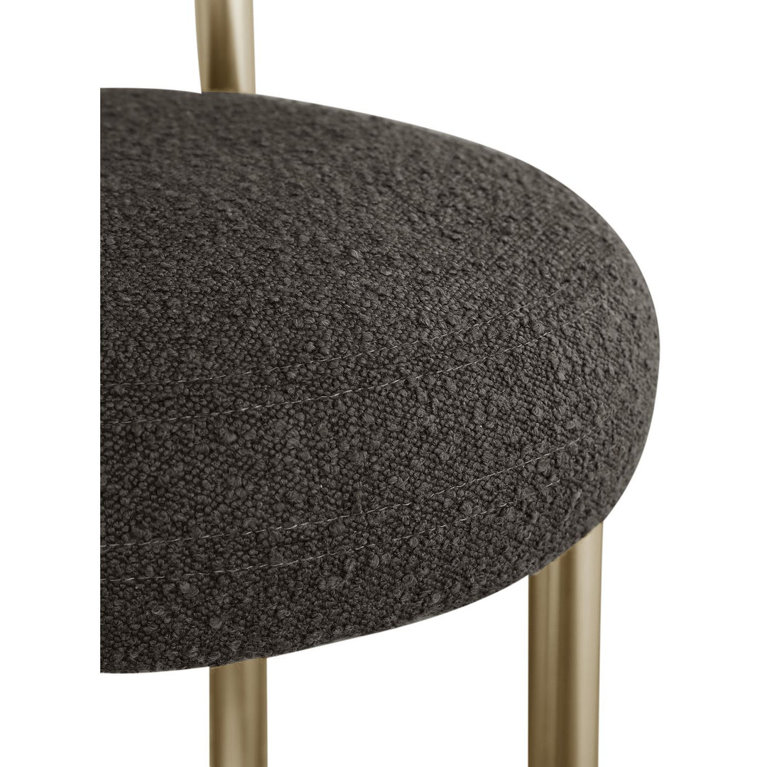 Bordeaux Boucle Fabric Upholstered Counter Stool — Brown / Brushed Brass