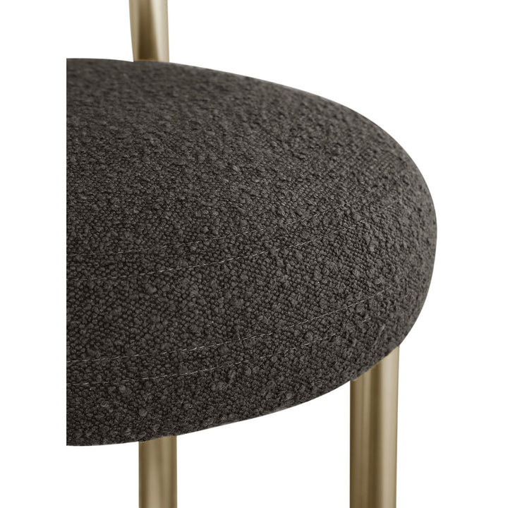 Bordeaux Boucle Fabric Upholstered Counter Stool — Brown / Brushed Brass