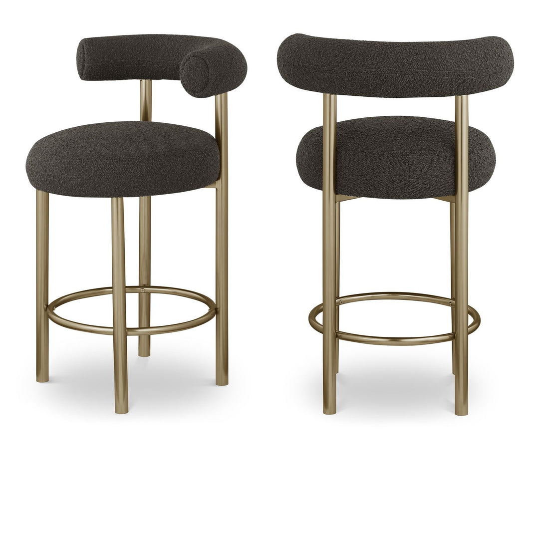 Bordeaux Brown Boucle Fabric Upholstered Counter Stool