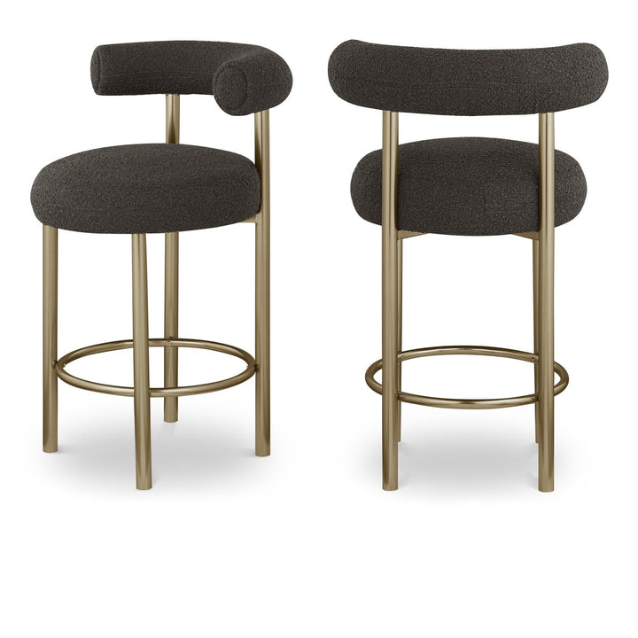 Bordeaux Brown Boucle Fabric Upholstered Counter Stool