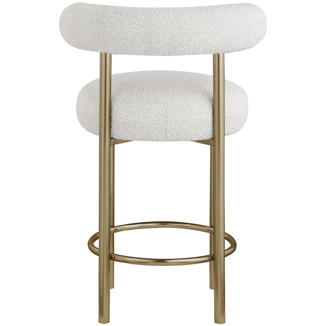 Bordeaux Boucle Fabric Upholstered Counter Stool — Cream / Brushed Brass