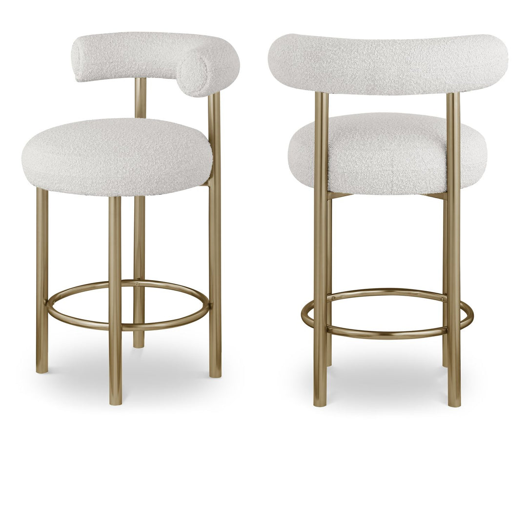 Bordeaux Cream Boucle Fabric Upholstered Counter Stool