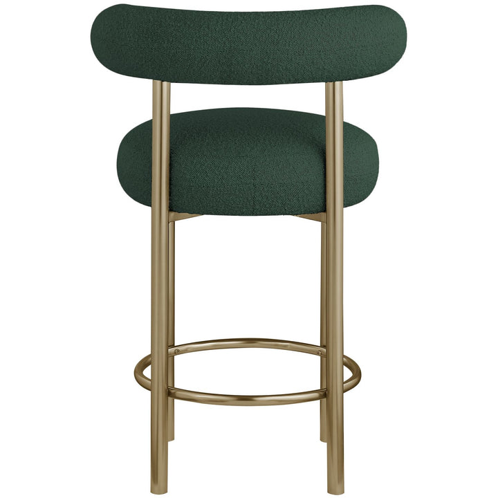 Bordeaux Boucle Fabric Upholstered Counter Stool — Green / Brushed Brass