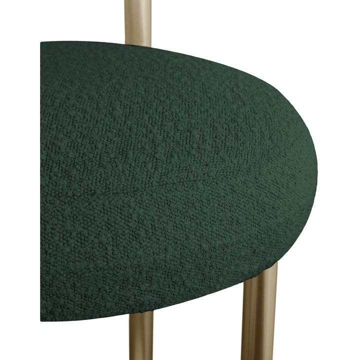 Bordeaux Boucle Fabric Upholstered Counter Stool — Green / Brushed Brass