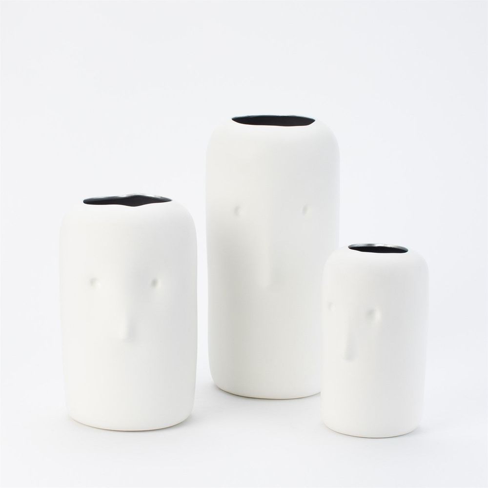 Vases Impressionistic Simple Face Vase-Matte White-Lg