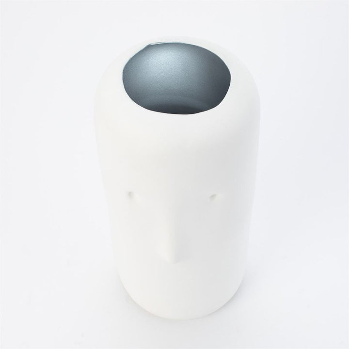 Impressionistic Simple Face Vase-Matte White-Lg