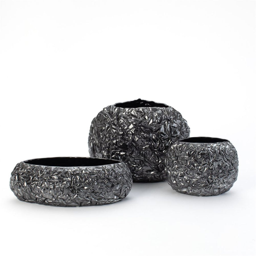 Vases Crinkled Paper Oval Vase-Silver-Sm