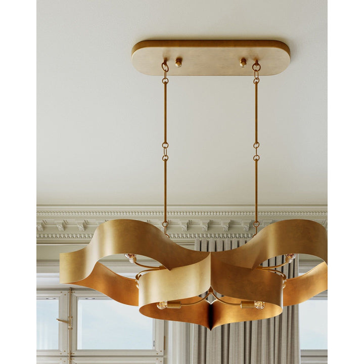 Grand Lotus Gold Oval Chandelier