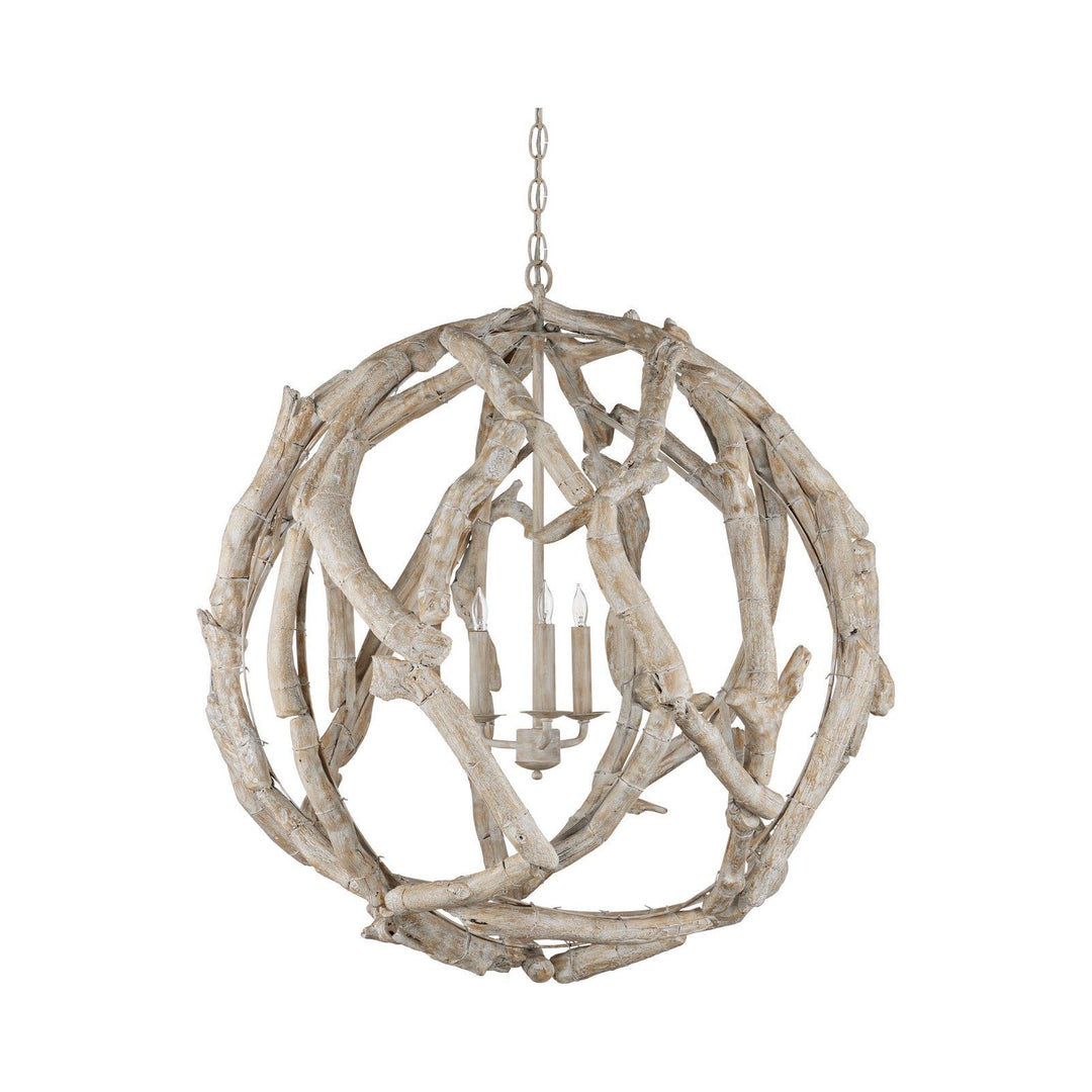 Driftwood Whitewash Orb Chandelier