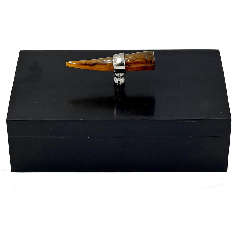 Black Resin Box-ABIGAILS-ABIGAILS-550020-Decorative ObjectsNickel Knob-1-France and Son