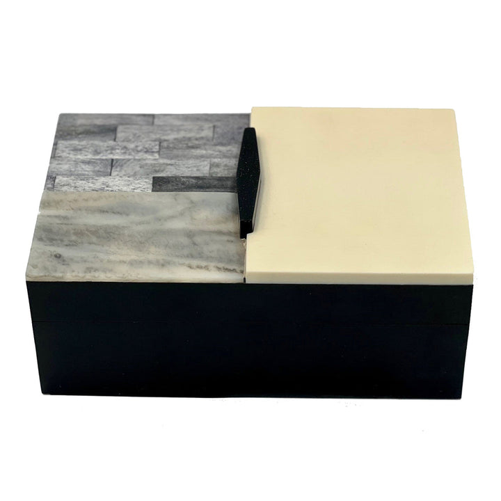 Black Resin Box-ABIGAILS-ABIGAILS-550022-Decorative ObjectsIvory/Grey-5-France and Son