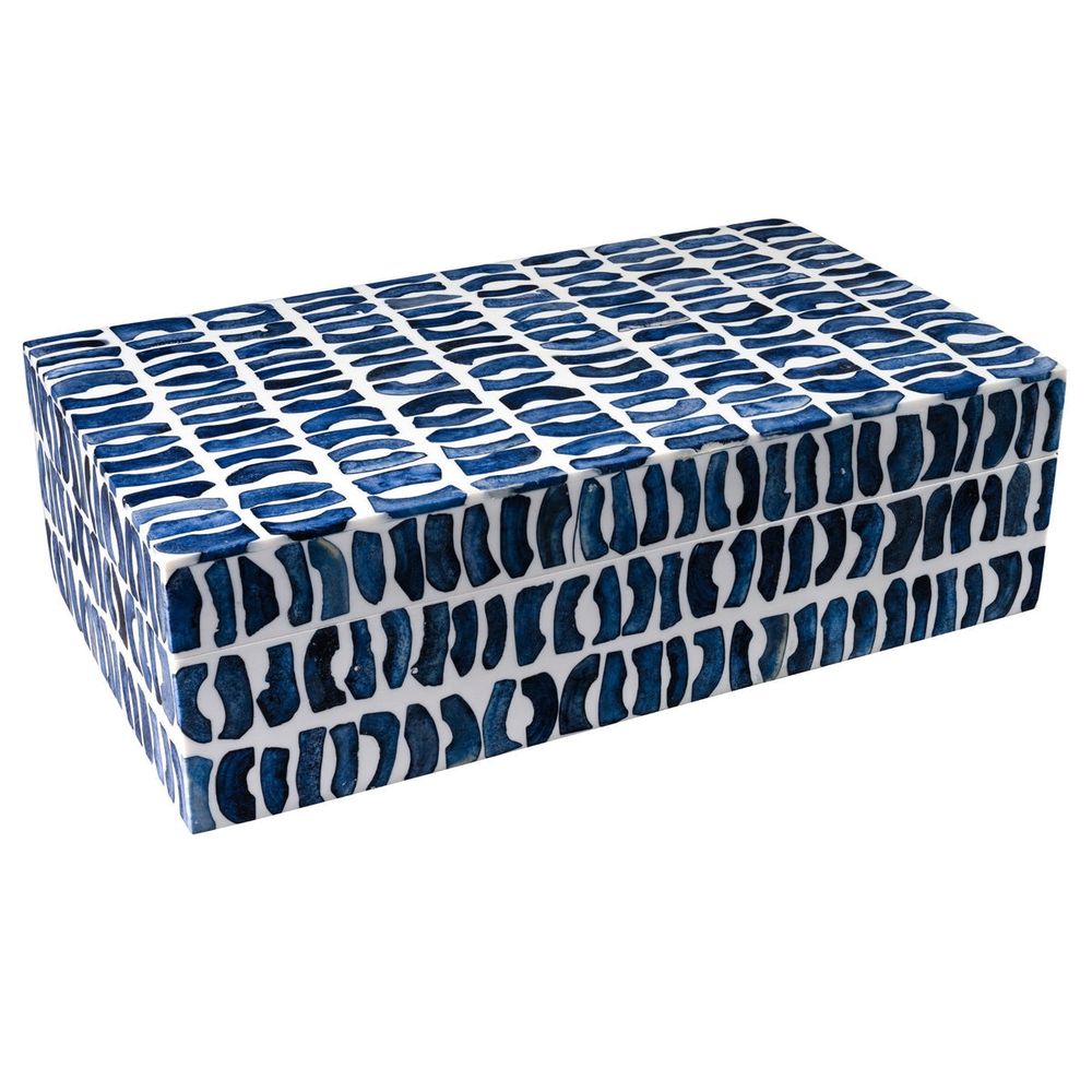 Boxes Bone Inlaid Box, Large, Blue and White