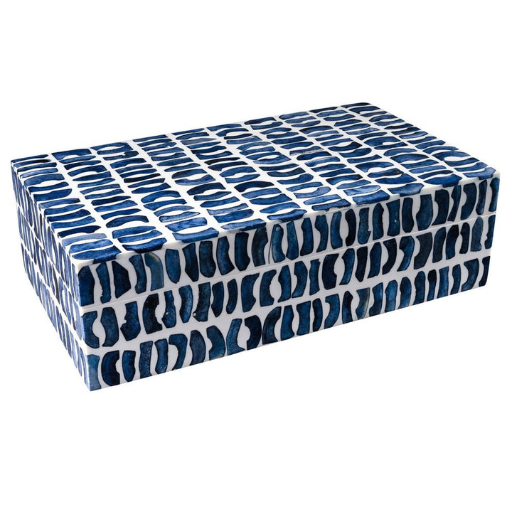 Boxes Bone Inlaid Box, Large, Blue and White