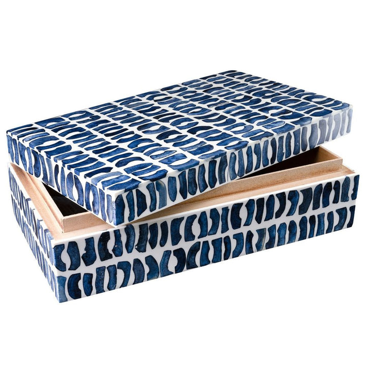 Boxes Bone Inlaid Box, Large, Blue and White