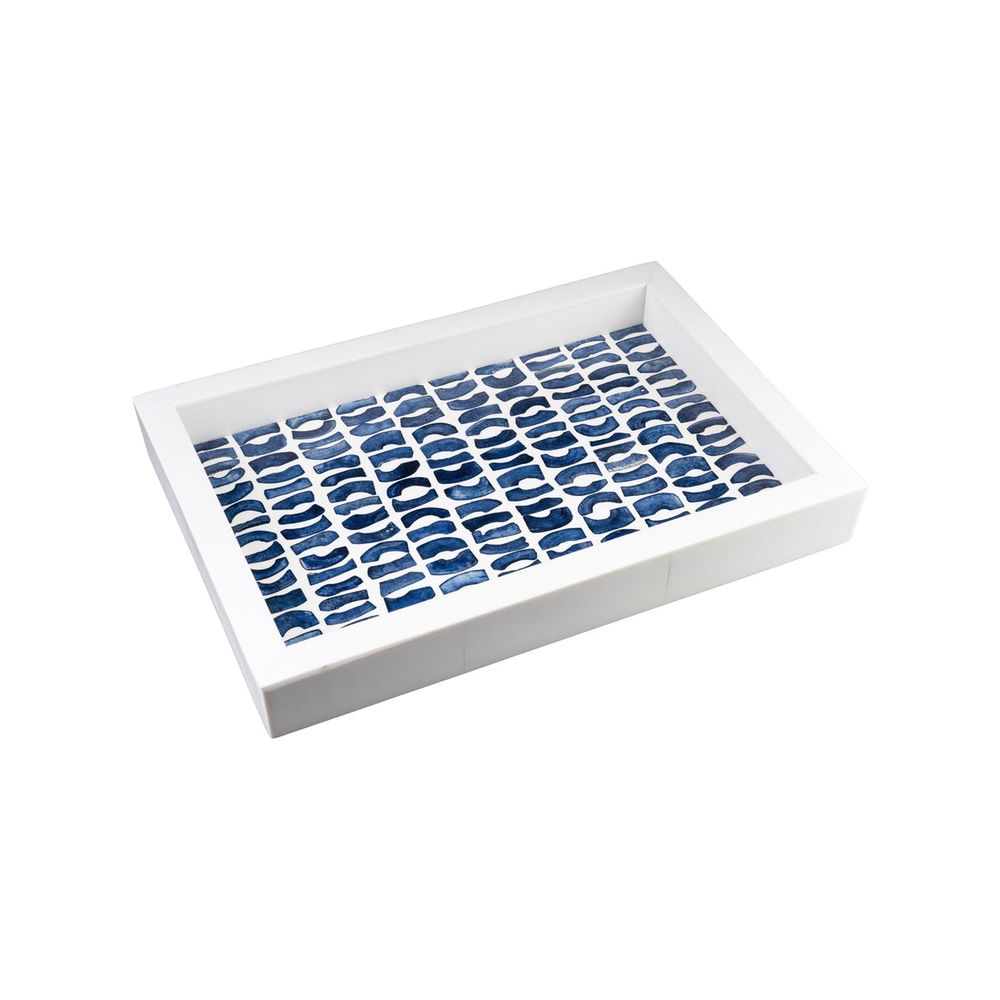 Serveware: Trays Bone Inlaid Tray, Small, Blue and White