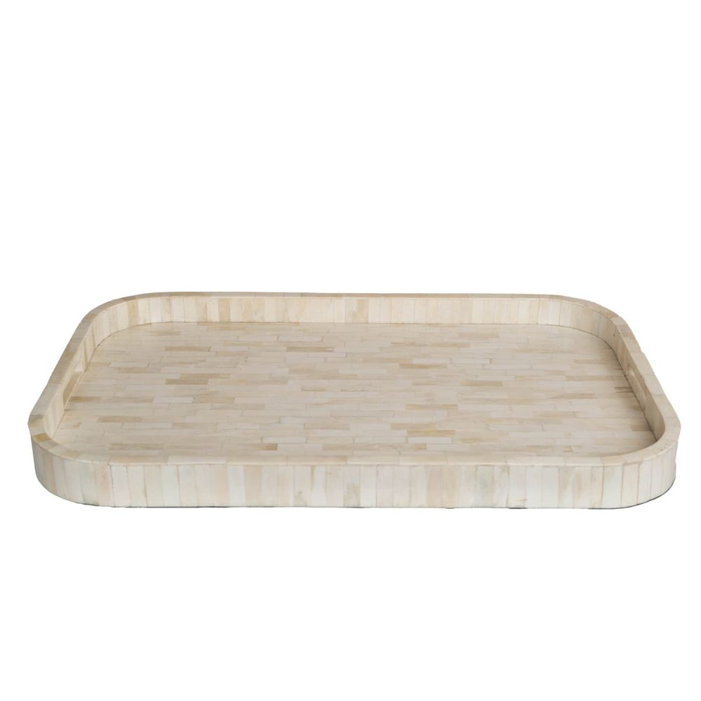 Serveware: Trays Bone Inlaid Tray, Large, Ivory