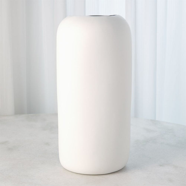 Impressionistic Simple Face Vase-Matte White-Lg