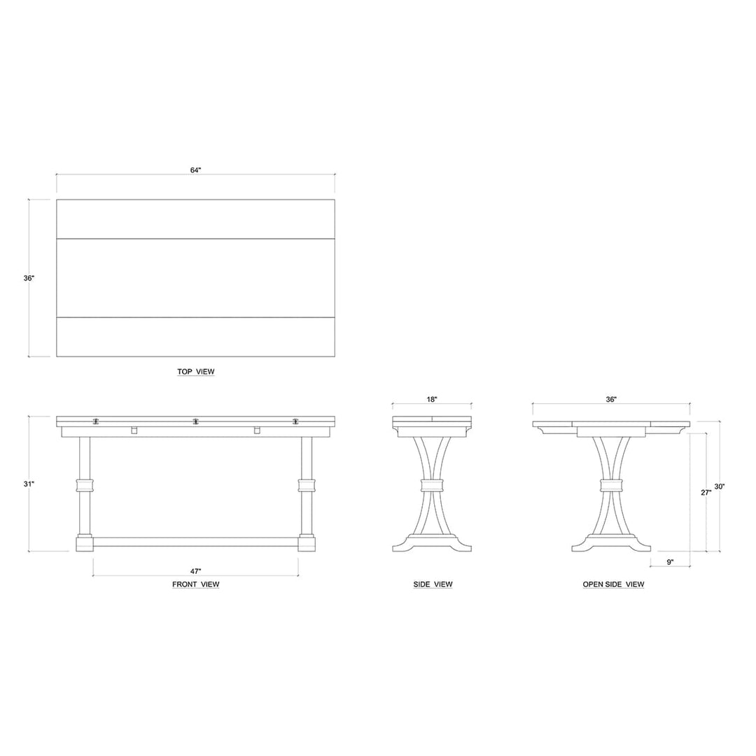 Archer Folding Top Sofa Table-Bramble-BRAM-27701STW-Console Tables-4-France and Son