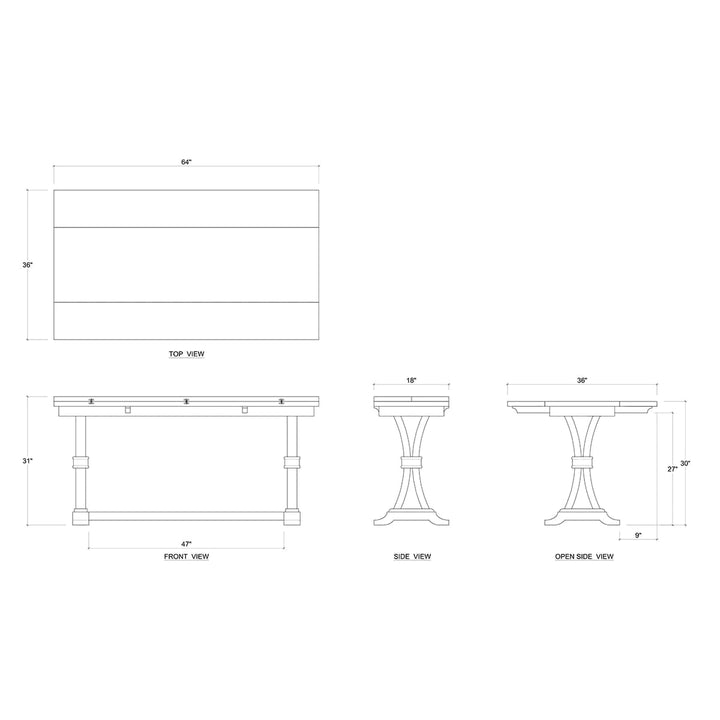 Archer Folding Top Sofa Table-Bramble-BRAM-27701STW-Console Tables-4-France and Son