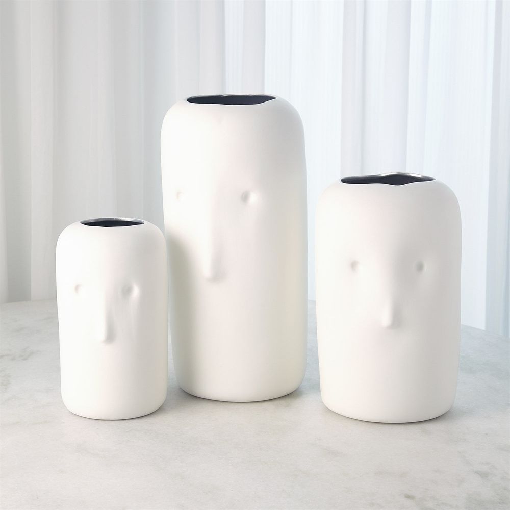 Vases Impressionistic Simple Face Vase-Matte White-Lg