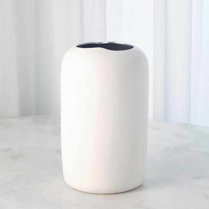 Impressionistic Simple Face Vase-Matte White-Lg
