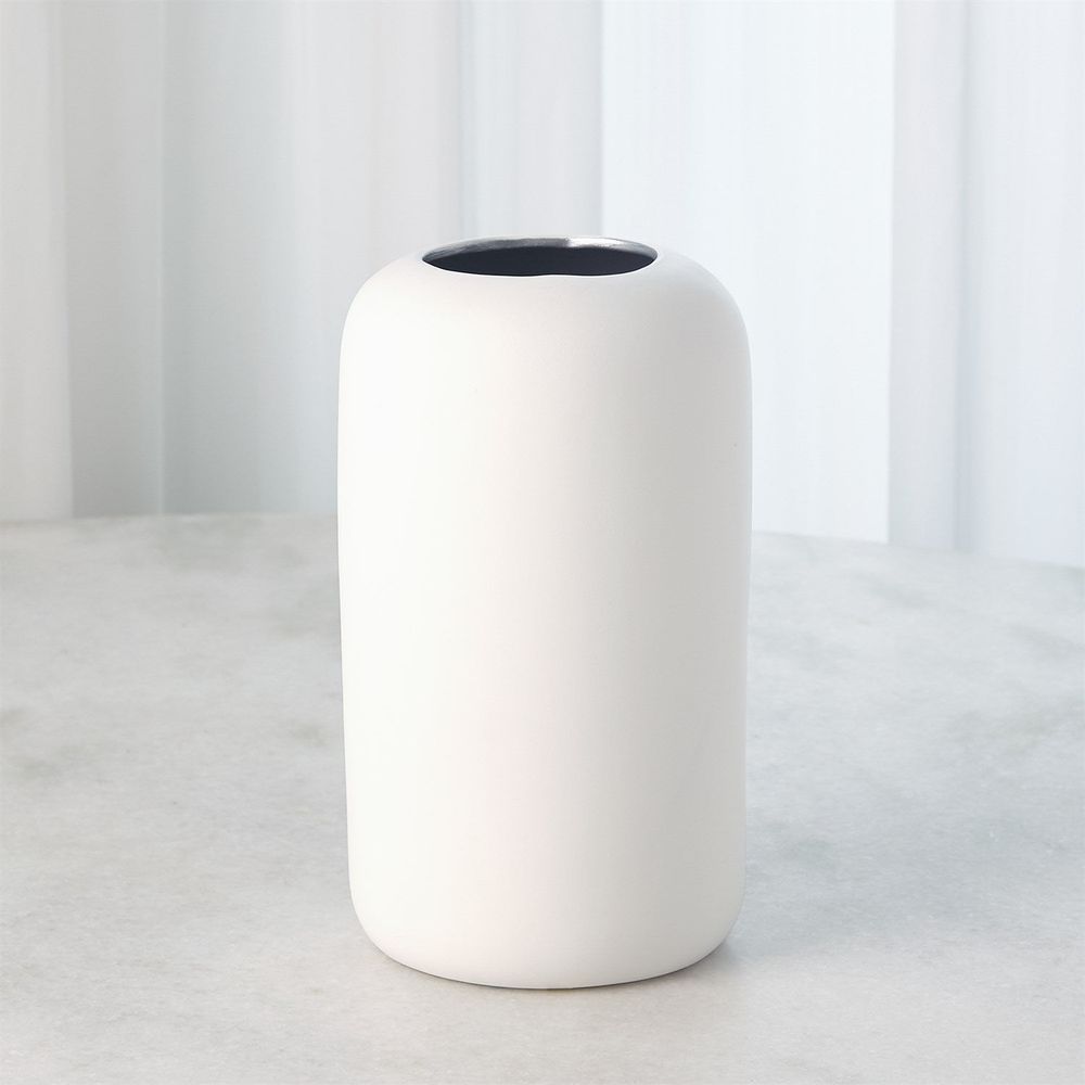 Impressionistic Simple Face Vase-Matte White-Lg