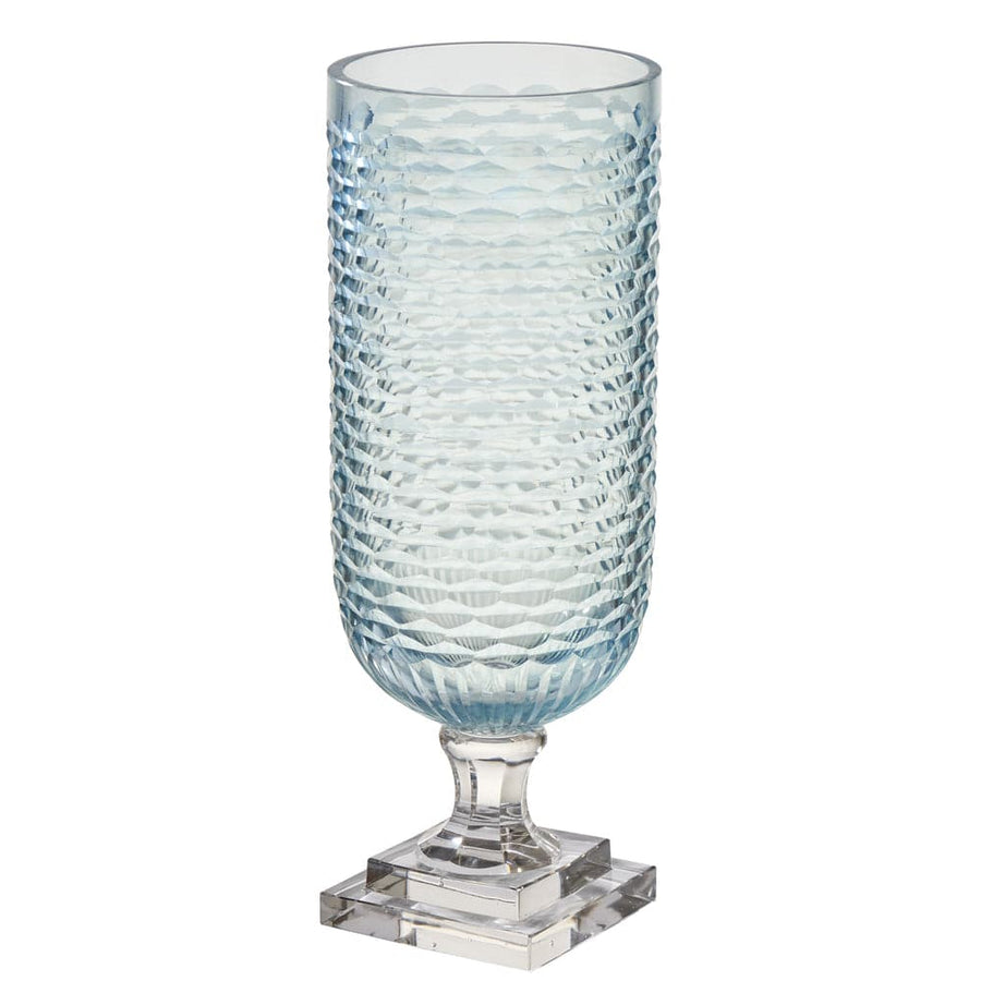 Glass Hurricane, Pale Blue Top w/ Clear Base-ABIGAILS-ABIGAILS-551000-VasesBlue-1-France and Son