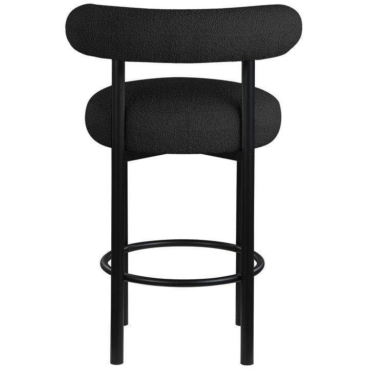 Bordeaux Boucle Fabric Upholstered Counter Stool — Black / Matte Black
